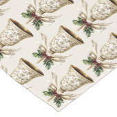 Gouden kerstbel Glanzende sterren Groene bladeren Korte Tafelloper (Hoek)