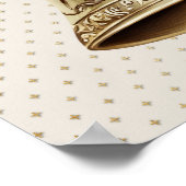 Gouden kerstbel Glanzende sterren Groene bladeren Poster (Hoek)