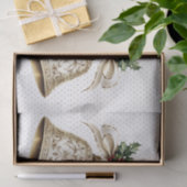 Gouden kerstbel Glanzende sterren Groene bladeren Tissuepapier (Geschenk)