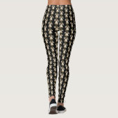 Gouden Kerstbel Groene Bladeren Zwart Elegant Leggings (Achterkant)