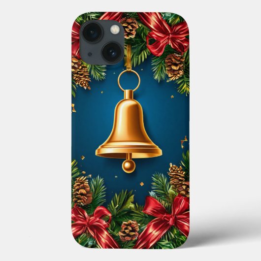 Gouden Kerstbel Omringd door Festieve Rode Bo Case-Mate iPhone Case (Achterkant)