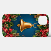 Gouden Kerstbel Omringd door Festieve Rode Bo Case-Mate iPhone Case (Achterkant (horizontaal))