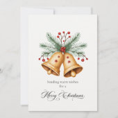 Gouden kerstbellen Elegant gepersonaliseerd ivoor Feestdagenkaart (Voorkant)
