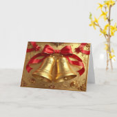 Gouden Kerstbellen Kerstkaart Kaart (Gele Bloem)