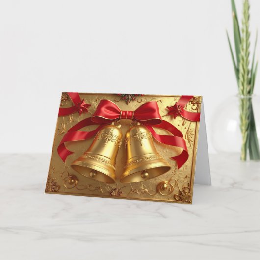 Gouden Kerstbellen Kerstkaart Kaart (Voorkant)