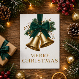 Gouden Kerstbellen Prettig Kerstfeest Vakantie Feestdagenkaart