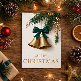 Gouden Kerstbellen Prettig Kerstfeest Vakantie Feestdagenkaart