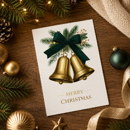 Gouden Kerstbellen Prettig Kerstfeest Vakantie Feestdagenkaart