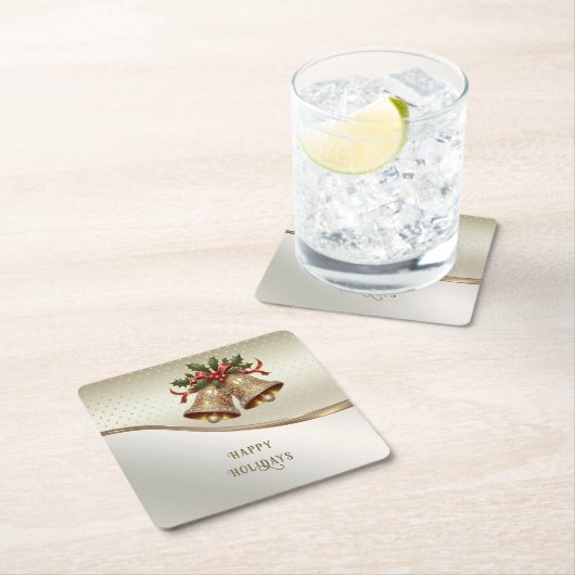 Gouden Kerstbellen Vakantie Papieren Onderzetter (Insitu)