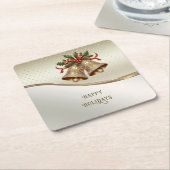 Gouden Kerstbellen Vakantie Papieren Onderzetter (Schuin)