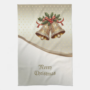 Gouden Kerstbellen Vakantiekeukendoek Theedoek