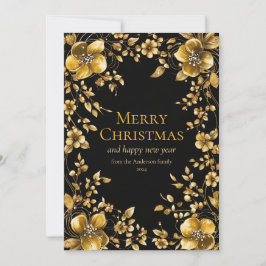 Gouden kerstbloem Wenskaart Kaart