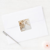 Gouden kerstbloemen en bessen Sparkle Vierkante Sticker (Envelop)