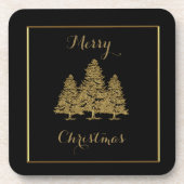 Gouden Kerstbomen Bier Onderzetter (Voorkant)