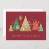 Gouden Kerstbomen - Elegante Kerstgroeten Feestdagenkaart (Voorkant / Achterkant)