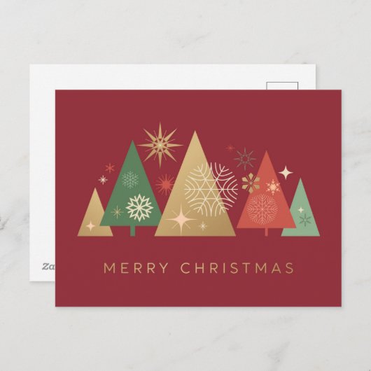 Gouden Kerstbomen - Elegante Kerstgroeten Feestdagenkaart (Voorkant / Achterkant)