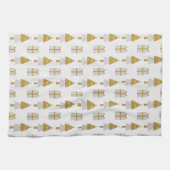 Gouden kerstbomen en Cadeaus keukenhanddoek (Horizontaal)