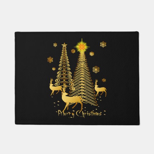 Gouden kerstbomen en rendieren deurmat (Voorkant)