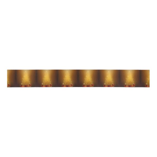 Gouden kerstbomen grosgrain lint (Voorkant)
