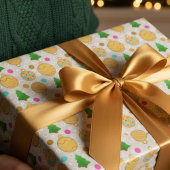 Gouden kerstbomen & handgetekende versieringen cadeaupapier