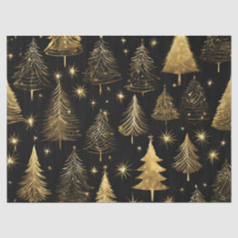 Gouden Kerstbomen Inpakken Decoupage Ambacht Tissuepapier