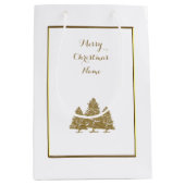 Gouden Kerstbomen Medium Cadeauzakje (Voorkant)