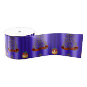 Gouden kerstbomen op blauw grosgrain lint (Spoel)
