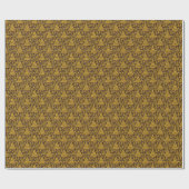 Gouden kerstbomen op een chocolade-speeltje cadeaupapier (Vlak)