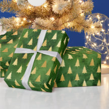 Gouden kerstbomen op groen