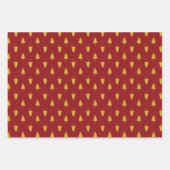 Gouden kerstbomen op rode achtergrond inpakpapier vel (Voorkant 2)