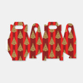 Gouden kerstbomen op rood bedankdoosjes (Uitgevouwen)