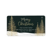 Gouden Kerstbomen Retouradreslabel Etiket (Voorkant)