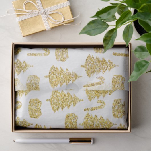 Gouden kerstbomen Snoep Canes Witte kerst Tissuepapier (Geschenk)