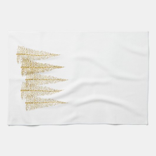 Gouden kerstbomen Tea Kitchen Towel Theedoek (Horizontaal)