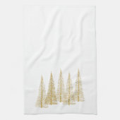 Gouden kerstbomen Tea Kitchen Towel Theedoek (Verticaal)