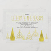 Gouden kerstbomen - Uitnodiging voor kerstfeestdag (Voorkant / Achterkant)
