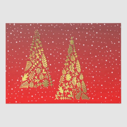 Gouden Kerstbomen Vakantie Weefsel Papier (Voorkant)