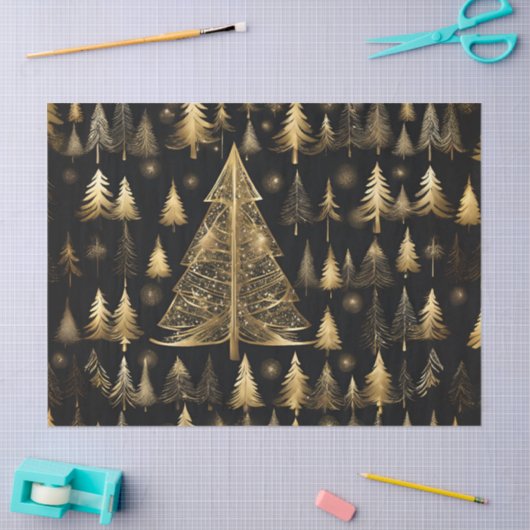 Gouden Kerstbomen Wrapping Decoupage Craft Tissuepapier (Craft)