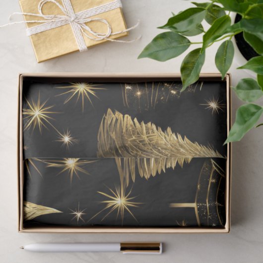 Gouden Kerstbomen Wrapping Decoupage Craft Tissuepapier (Geschenk)