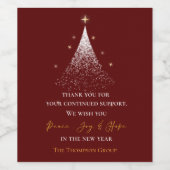 Gouden Kerstboom Bedankbericht Bedrijfs- Wijn Etiket (Enkel label)