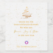 Gouden Kerstboom Bedankbericht Bedrijfsleven Wijn Etiket (Enkel label)