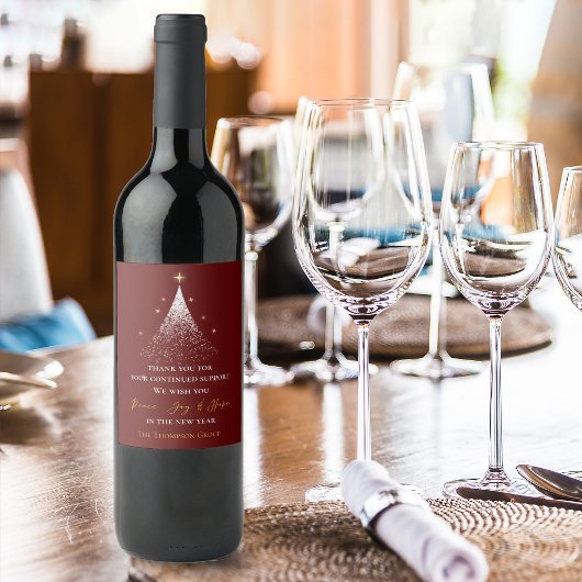 Gouden Kerstboom Bedankt Bericht Bedrijfsmatig Wijn Etiket