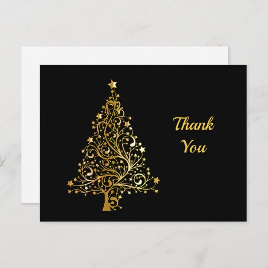 Gouden Kerstboom Bedankt Briefkaart (Voorkant / Achterkant)