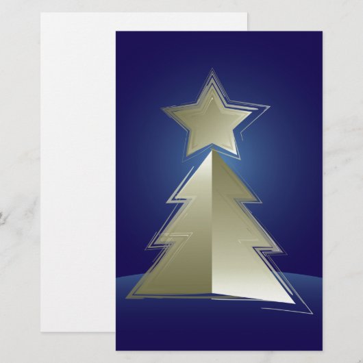Gouden kerstboom briefpapier (Voorkant / Achterkant)