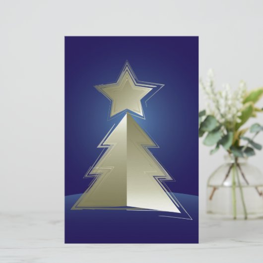 Gouden kerstboom briefpapier (Staand voorkant)