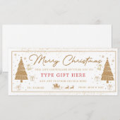Gouden Kerstboom Cadeau Giftvoucher Kaart (Voorkant / Achterkant)