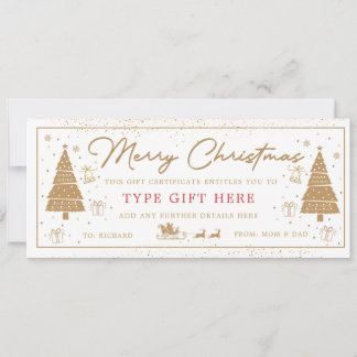 Gouden Kerstboom Cadeaubon Card Kaart