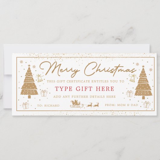 Gouden Kerstboom Cadeaubon Card Kaart (Voorkant)