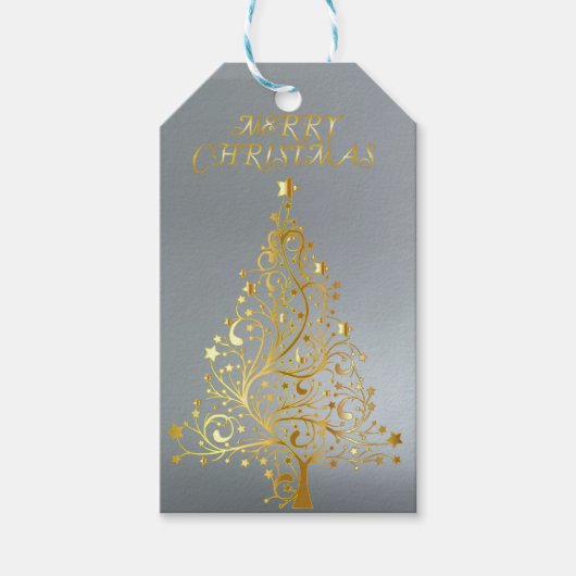 gouden kerstboom cadeaulabel (Voorkant)