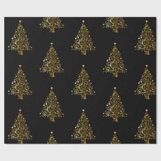 gouden kerstboom cadeaupapier (Vlak)